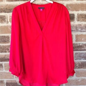 Vince Camuto Hot Pink V-Neck Long Sleeve Blouse